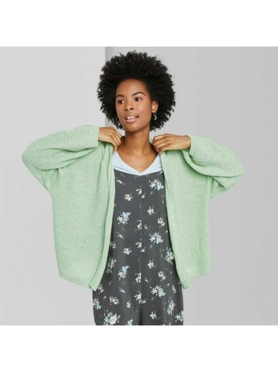wild fable Sweaters - Long Sleeve Open Neck Lightweight Cardigan Sweater Minty Green